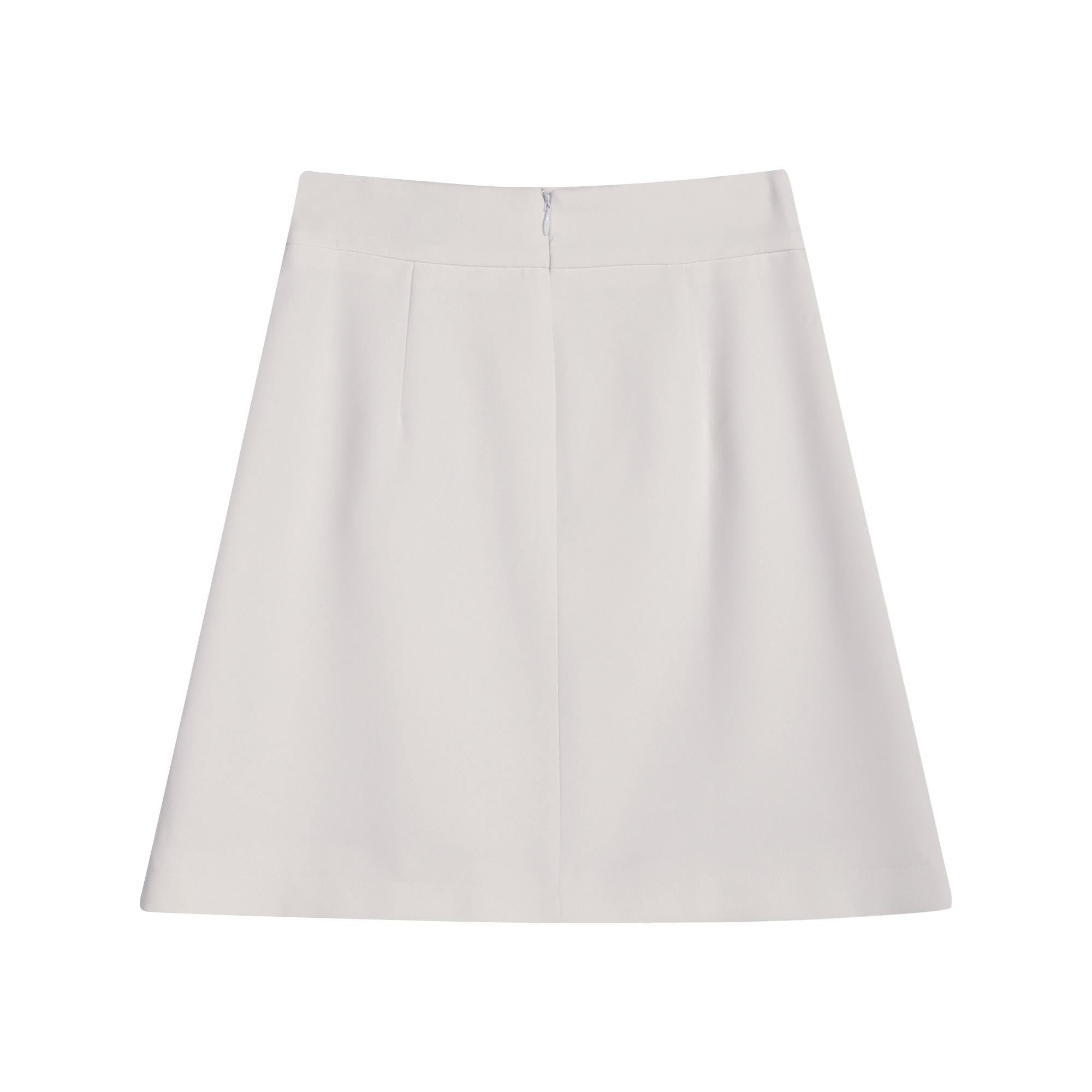 Linen-Blend White A-Line Mini Skirt for Summer Casual & Office