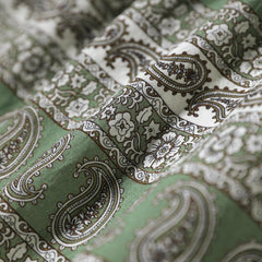 Summer wear silk skirt vibe — green paisley wrap boho skirt