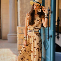 Floral Palazzo Pants – High Waist Cotton Wide Leg Relaxed Beach Brunch Outfit