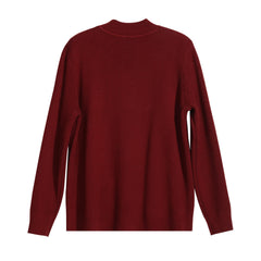 Work to Weekend Burgundy Knit Top, Soft Mock Neck Pullover
