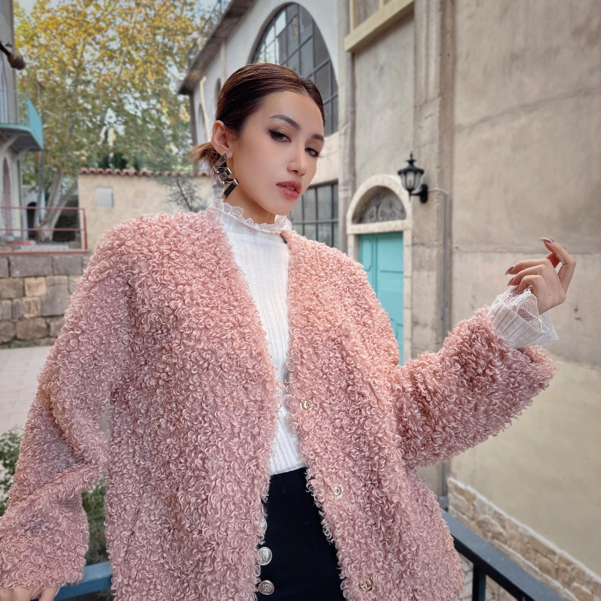 Womens Teddy Sherpa Pullover, Plus Size Fuzzy Jacket with Pockets