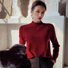 Work to Weekend Burgundy Knit Top, Soft Mock Neck Pullover