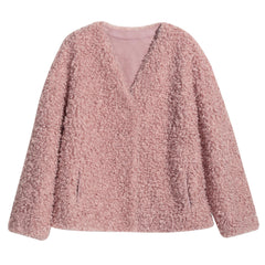 Womens Teddy Sherpa Pullover, Plus Size Fuzzy Jacket with Pockets